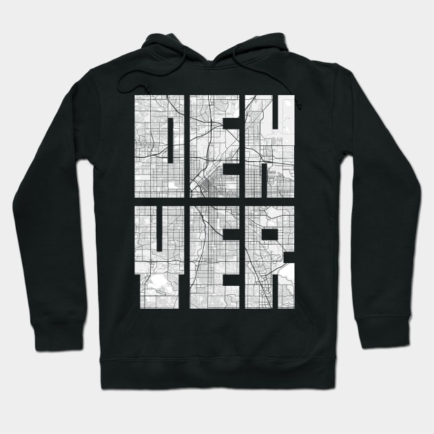 Denver, Colorado, USA City Map Typography - Light Hoodie by deMAP Studio